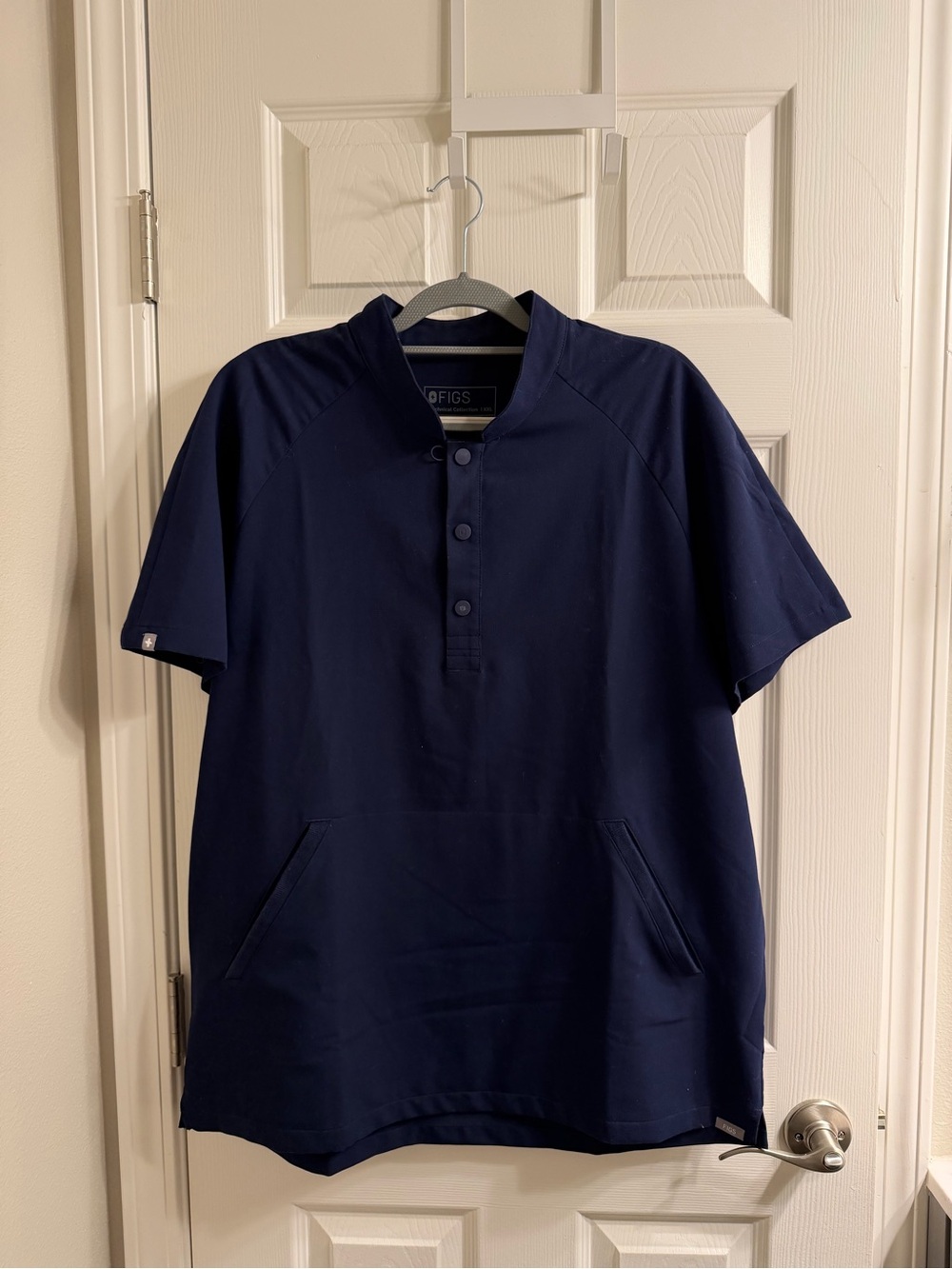 FIGS Navy Short-Sleeve Henley Polo